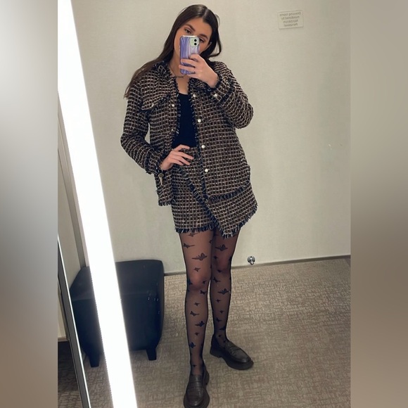 Blank NYC Retrograde tweed jacket and asymmetrical mini skirt matching set. - Picture 2 of 15